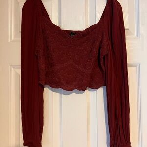 Shyanne Deep Red Long Sleeve Blouse